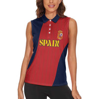 Custom Spain Football Women Sleeveless Polo Shirt La Roja National Pride