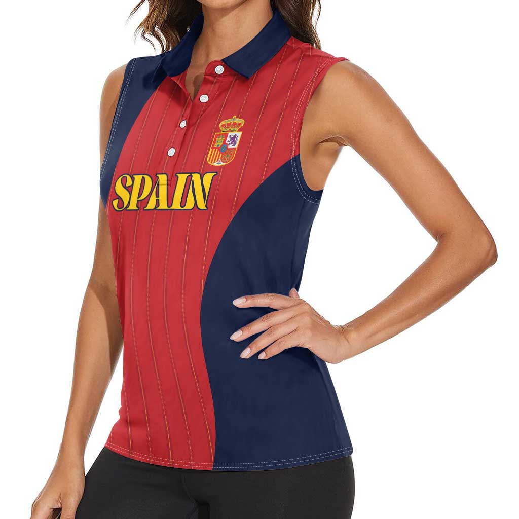 Custom Spain Football Women Sleeveless Polo Shirt La Roja National Pride