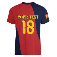 Custom Spain Football Women V-Neck T-Shirt La Roja National Pride