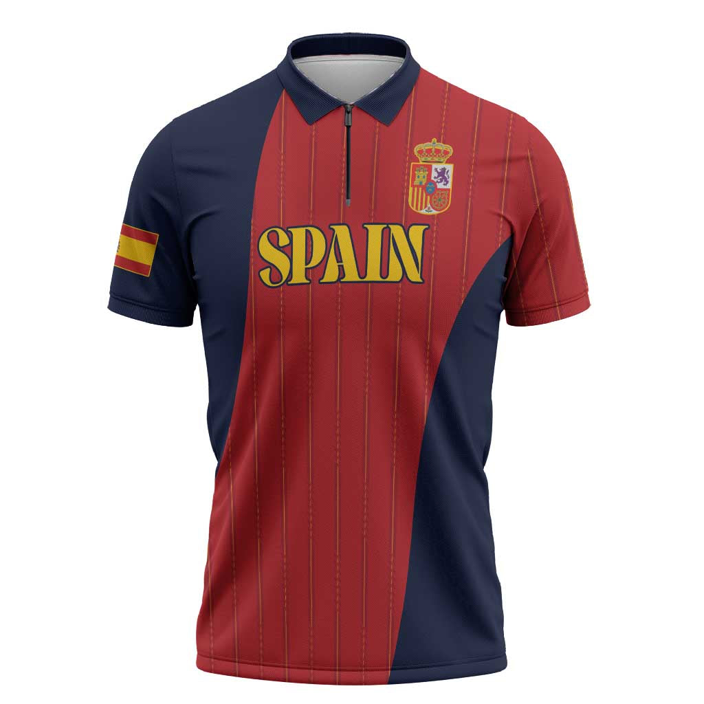Custom Spain Football Zipper Polo Shirt La Roja National Pride