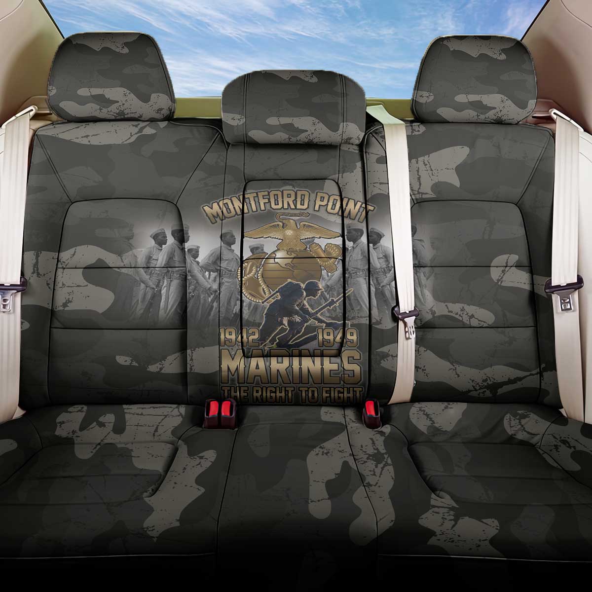 Montford Point Marines 1942-1949 Back Car Seat Cover The Right to Fight Legacy Tribute