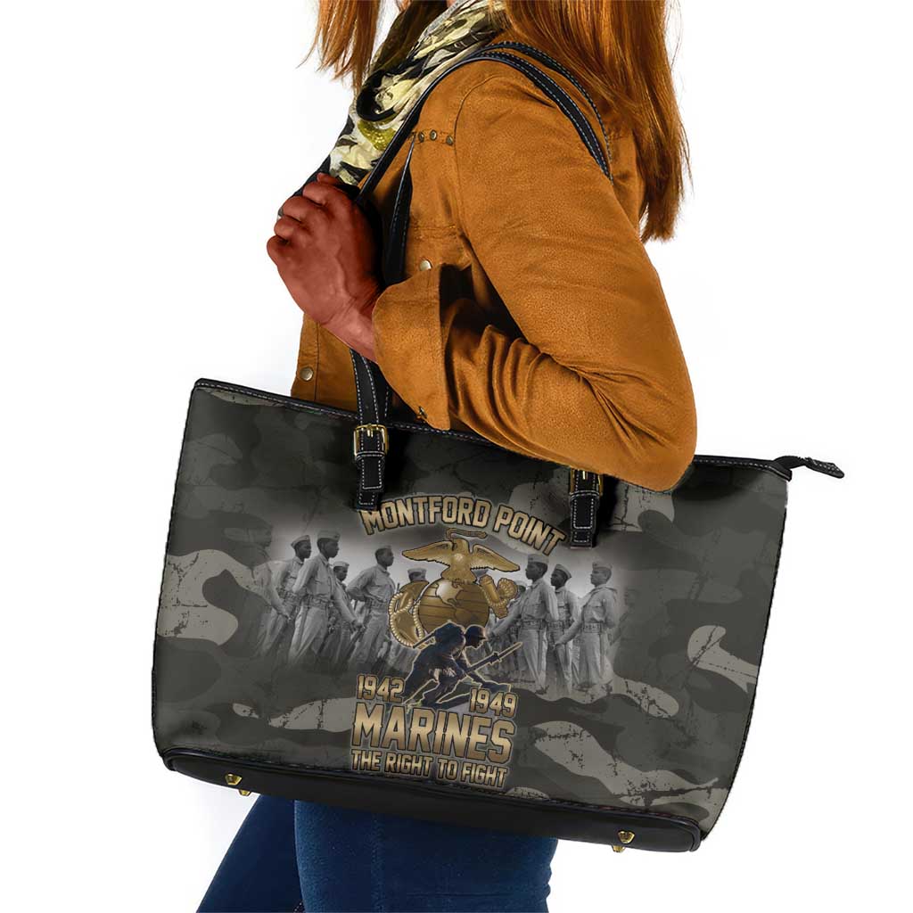 Montford Point Marines 1942-1949 Leather Tote Bag The Right to Fight Legacy Tribute