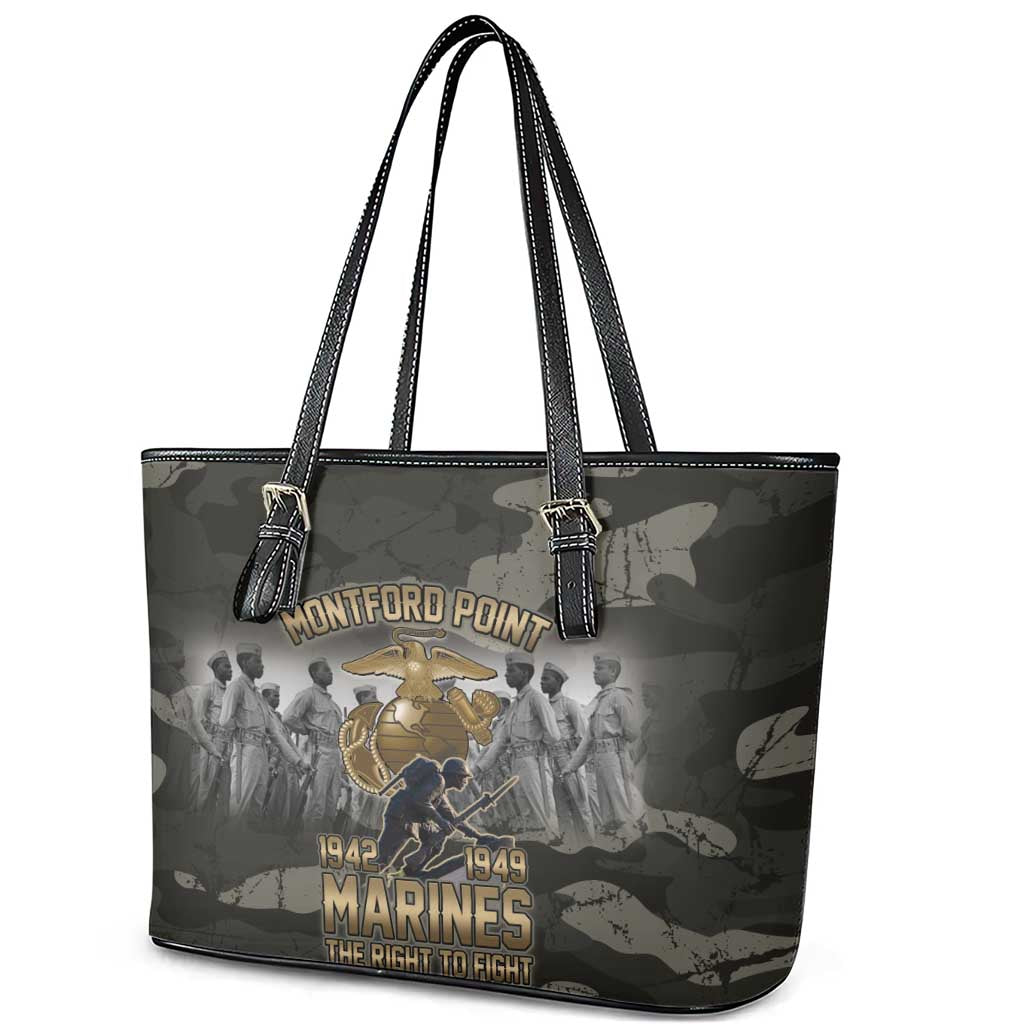 Montford Point Marines 1942-1949 Leather Tote Bag The Right to Fight Legacy Tribute