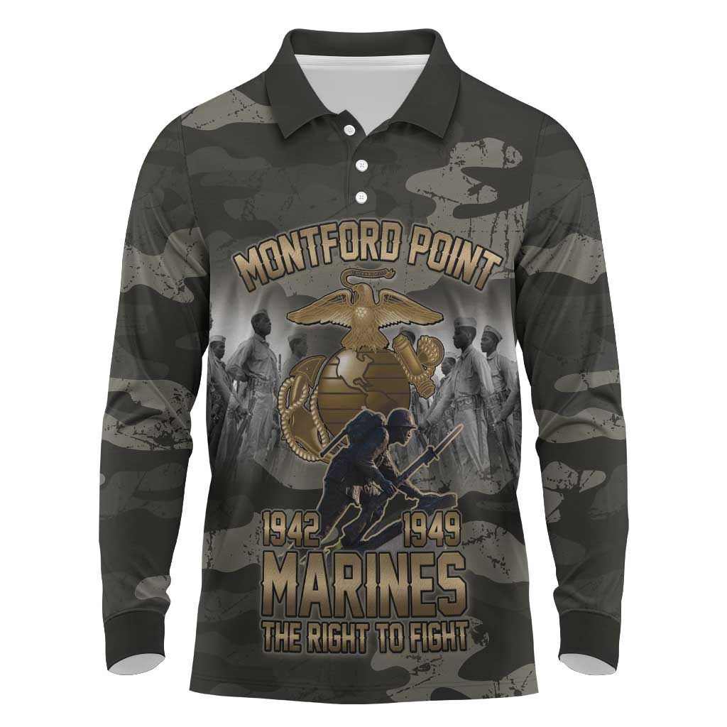 Montford Point Marines 1942-1949 Long Sleeve Polo Shirt The Right to Fight Legacy Tribute