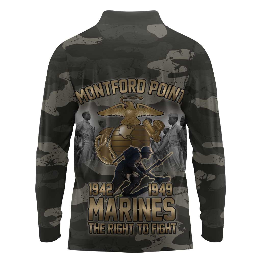 Montford Point Marines 1942-1949 Long Sleeve Polo Shirt The Right to Fight Legacy Tribute