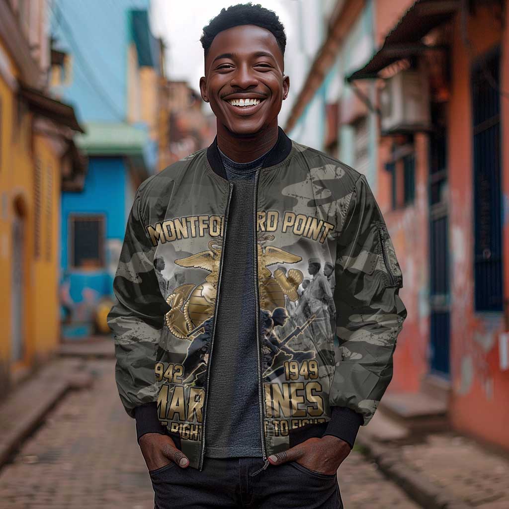 Montford Point Marines 1942-1949 Sleeve Zip Bomber Jacket The Right to Fight Legacy Tribute