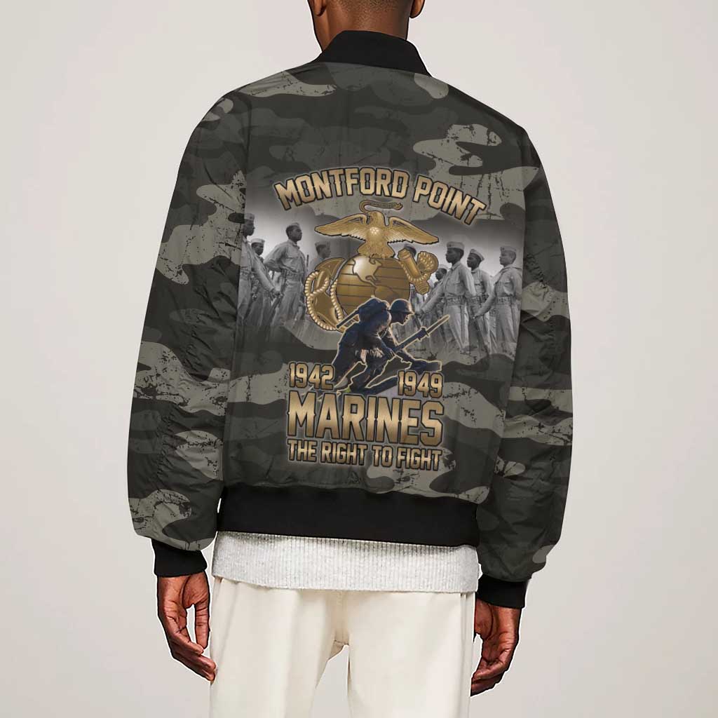 Montford Point Marines 1942-1949 Sleeve Zip Bomber Jacket The Right to Fight Legacy Tribute