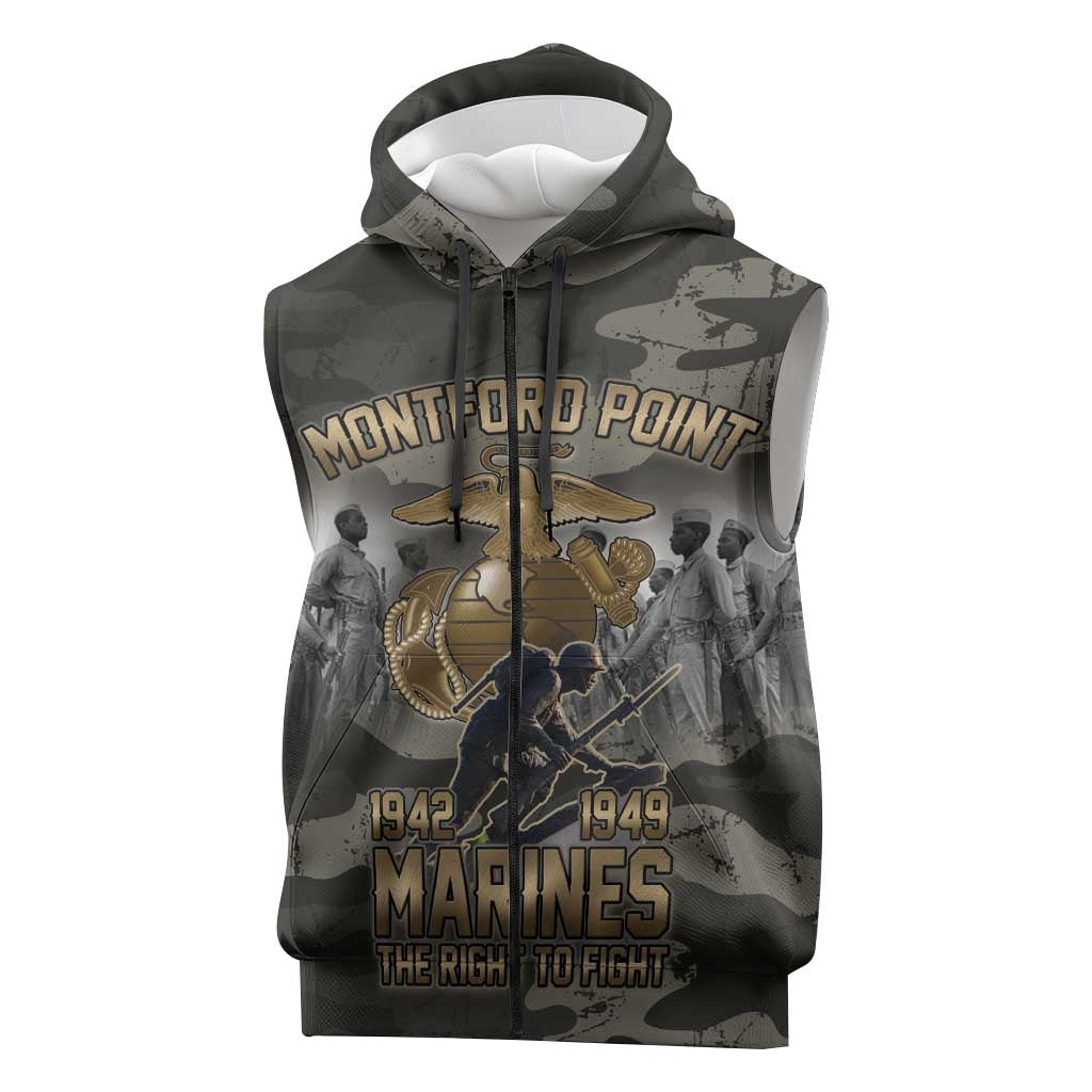 Montford Point Marines 1942-1949 Sleeveless Zip Hoodie The Right to Fight Legacy Tribute