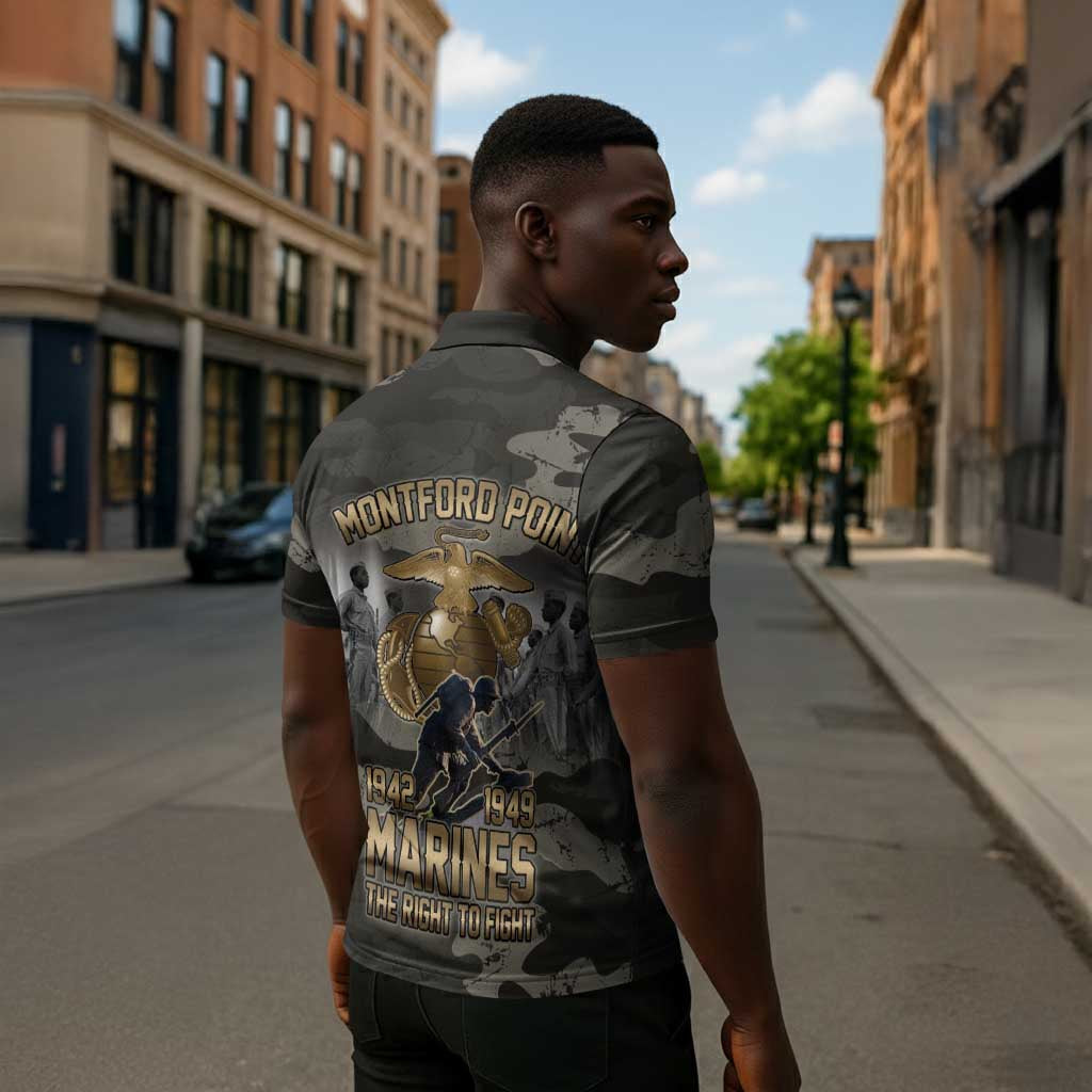 Montford Point Marines 1942-1949 Zipper Polo Shirt The Right to Fight Legacy Tribute