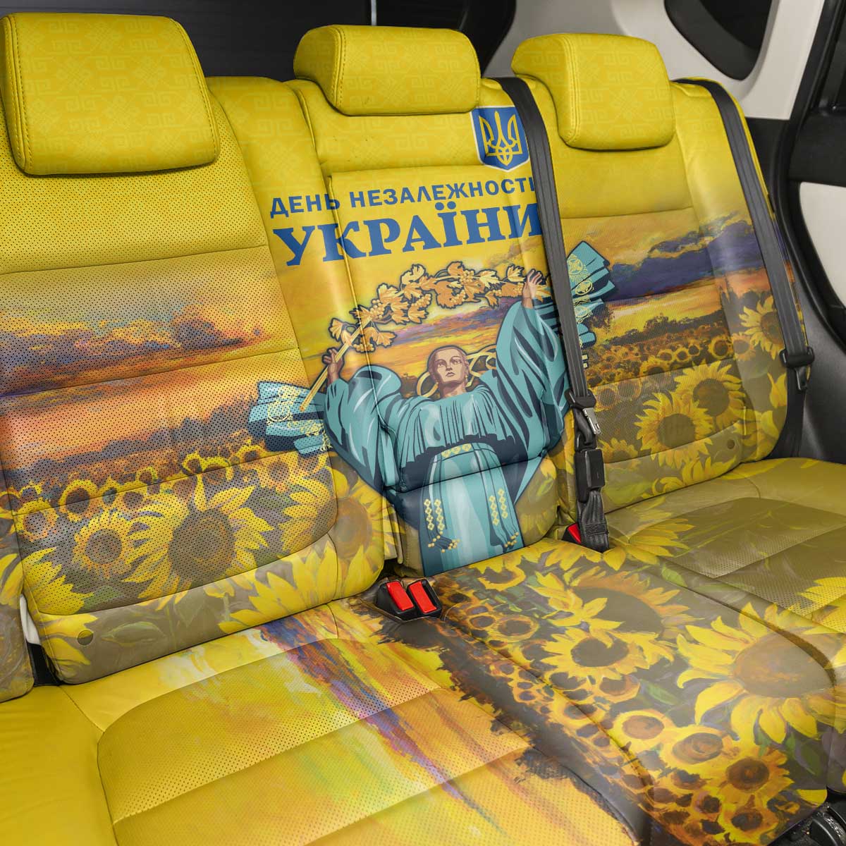 Ukraine Monument Independence Day Back Car Seat Cover Glory to Ukraine!