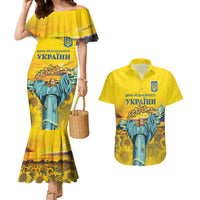 Ukraine Monument Independence Day Couples Matching Mermaid Dress and Hawaiian Shirt Glory to Ukraine!