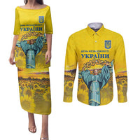 Ukraine Monument Independence Day Couples Matching Puletasi and Long Sleeve Button Shirt Glory to Ukraine!