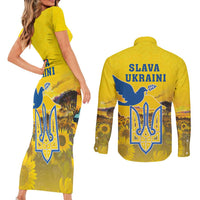 Ukraine Monument Independence Day Couples Matching Short Sleeve Bodycon Dress and Long Sleeve Button Shirt Glory to Ukraine!