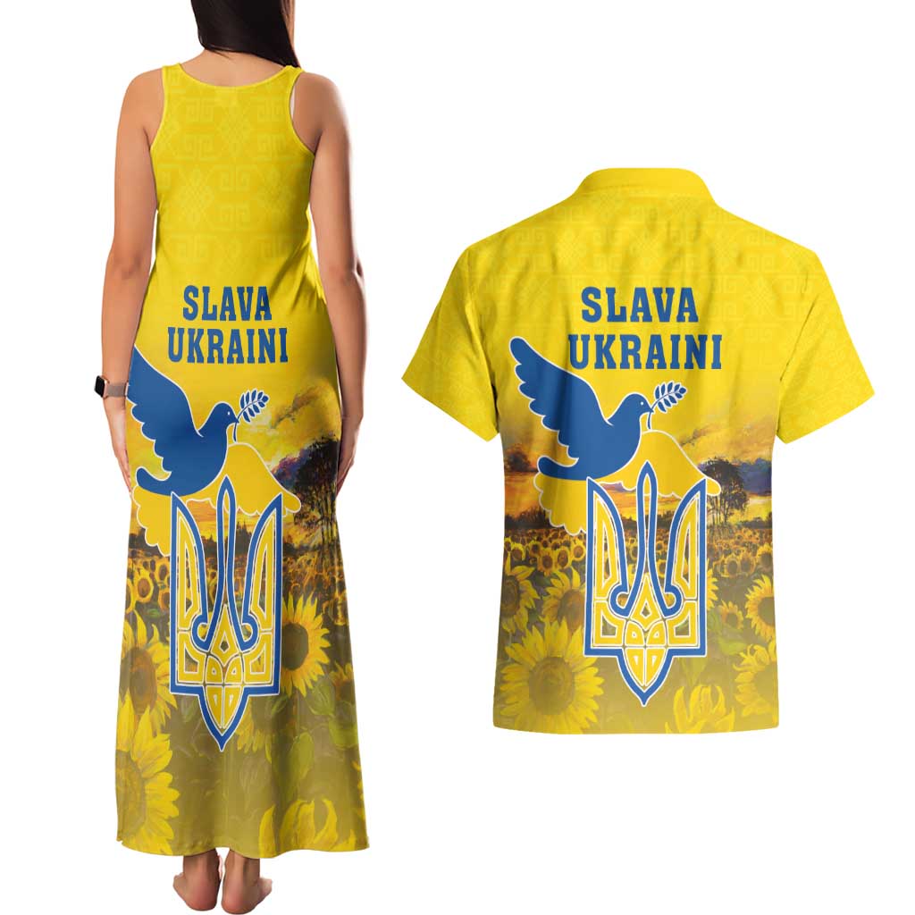 Ukraine Monument Independence Day Couples Matching Tank Maxi Dress and Hawaiian Shirt Glory to Ukraine!