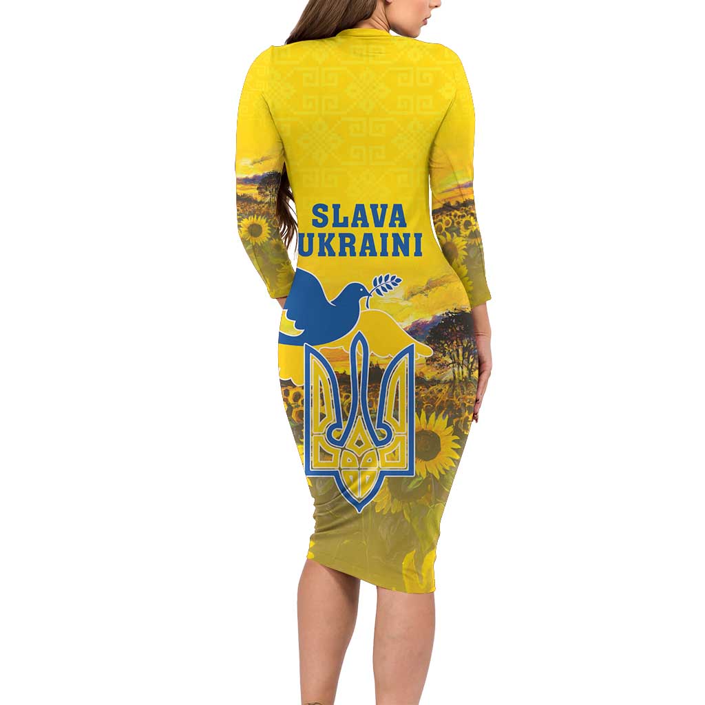 Ukraine Monument Independence Day Family Matching Long Sleeve Bodycon Dress and Hawaiian Shirt Glory to Ukraine!