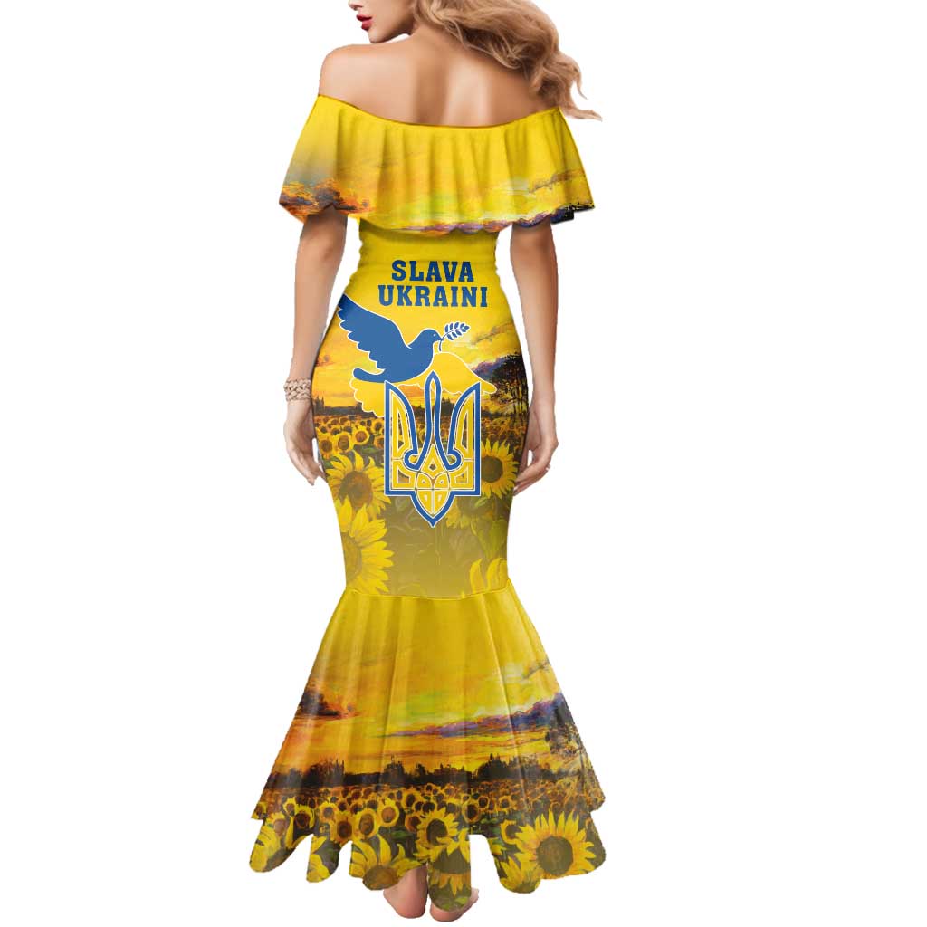 Ukraine Monument Independence Day Family Matching Mermaid Dress and Hawaiian Shirt Glory to Ukraine!