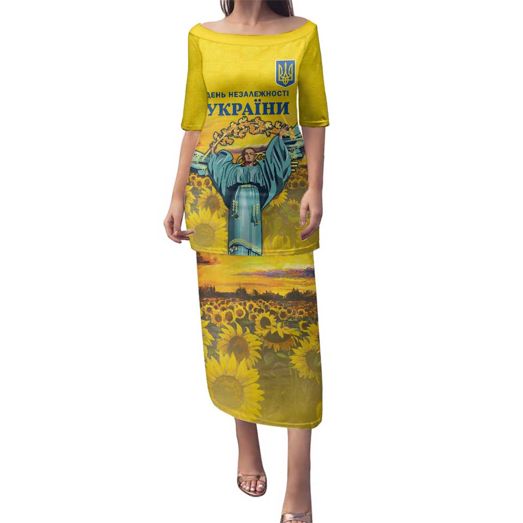 Ukraine Monument Independence Day Family Matching Puletasi and Hawaiian Shirt Glory to Ukraine!