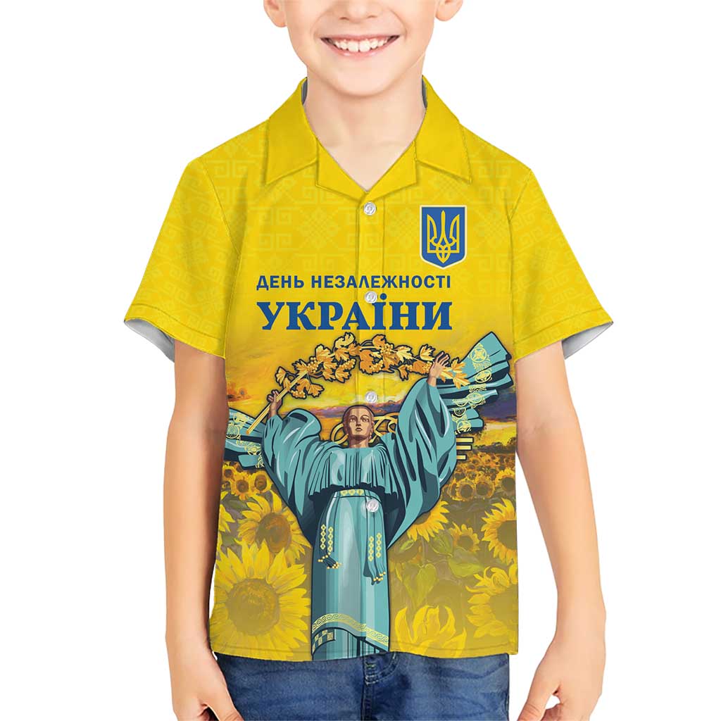 Ukraine Monument Independence Day Family Matching Short Sleeve Bodycon Dress and Hawaiian Shirt Glory to Ukraine!