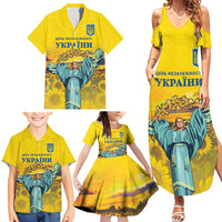 Ukraine Monument Independence Day Family Matching Summer Maxi Dress and Hawaiian Shirt Glory to Ukraine!