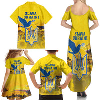 Ukraine Monument Independence Day Family Matching Summer Maxi Dress and Hawaiian Shirt Glory to Ukraine!