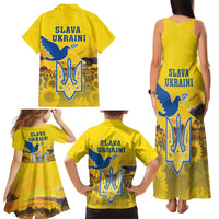 Ukraine Monument Independence Day Family Matching Tank Maxi Dress and Hawaiian Shirt Glory to Ukraine!