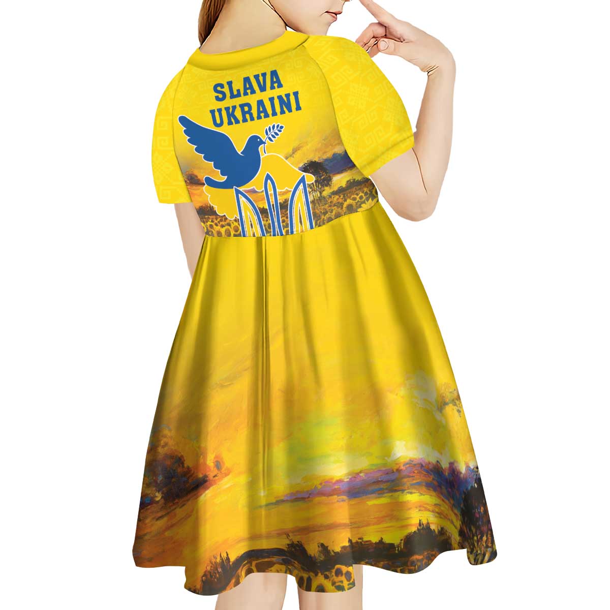 Ukraine Monument Independence Day Kid Short Sleeve Dress Glory to Ukraine!