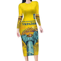 Ukraine Monument Independence Day Long Sleeve Bodycon Dress Glory to Ukraine!