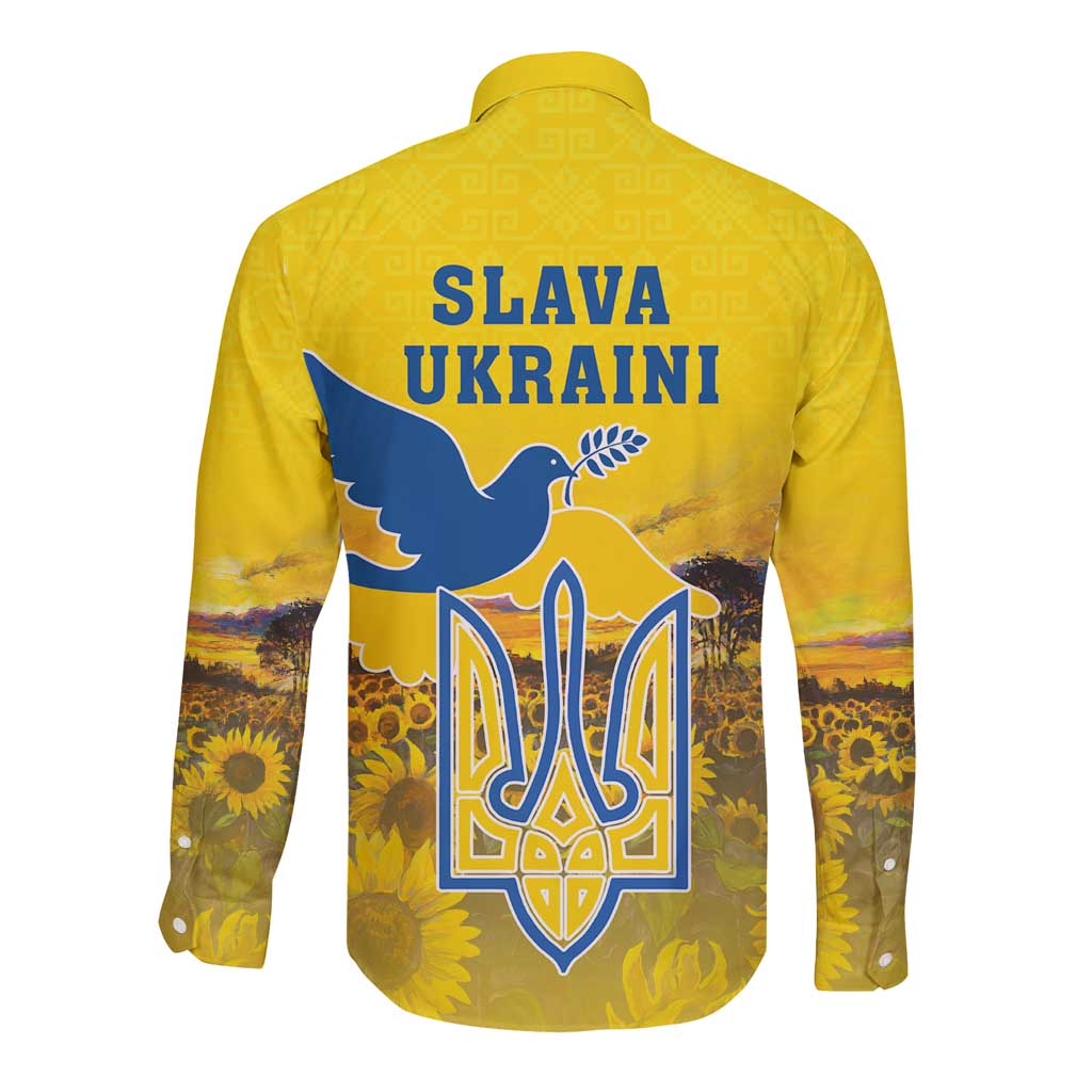 Ukraine Monument Independence Day Long Sleeve Button Shirt Glory to Ukraine!