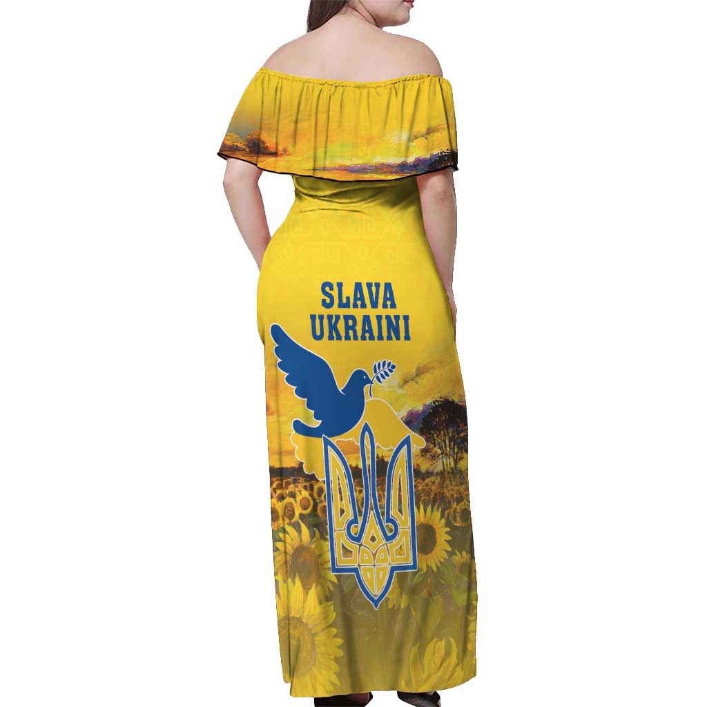 Ukraine Monument Independence Day Off Shoulder Maxi Dress Glory to Ukraine!