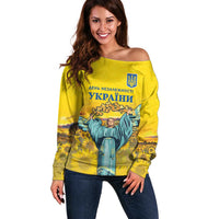 Ukraine Monument Independence Day Off Shoulder Sweater Glory to Ukraine!