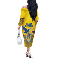 Ukraine Monument Independence Day Off The Shoulder Long Sleeve Dress Glory to Ukraine!