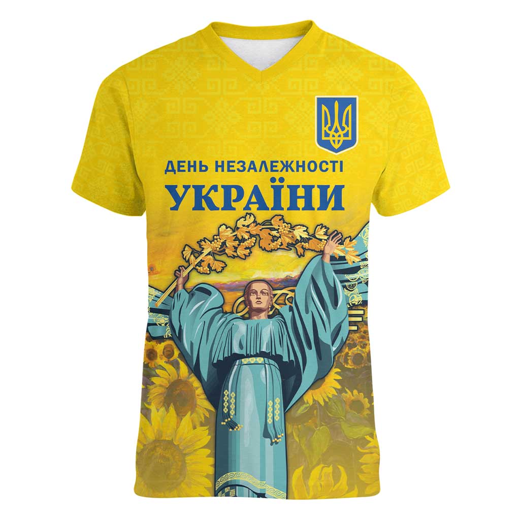 Ukraine Monument Independence Day Women V-Neck T-Shirt Glory to Ukraine!