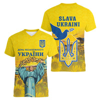 Ukraine Monument Independence Day Women V-Neck T-Shirt Glory to Ukraine!