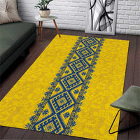 Blue Ukraine Folk Patterns Area Rug Simple Style