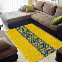 Blue Ukraine Folk Patterns Area Rug Simple Style