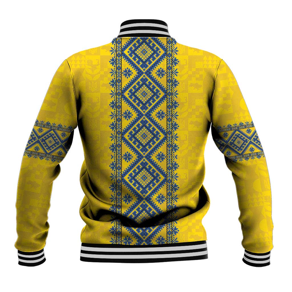 Blue Ukraine Folk Patterns Baseball Jacket Simple Style