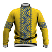 Blue Ukraine Folk Patterns Baseball Jacket Simple Style