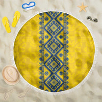 Blue Ukraine Folk Patterns Beach Blanket Simple Style