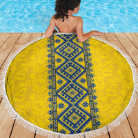 Blue Ukraine Folk Patterns Beach Blanket Simple Style