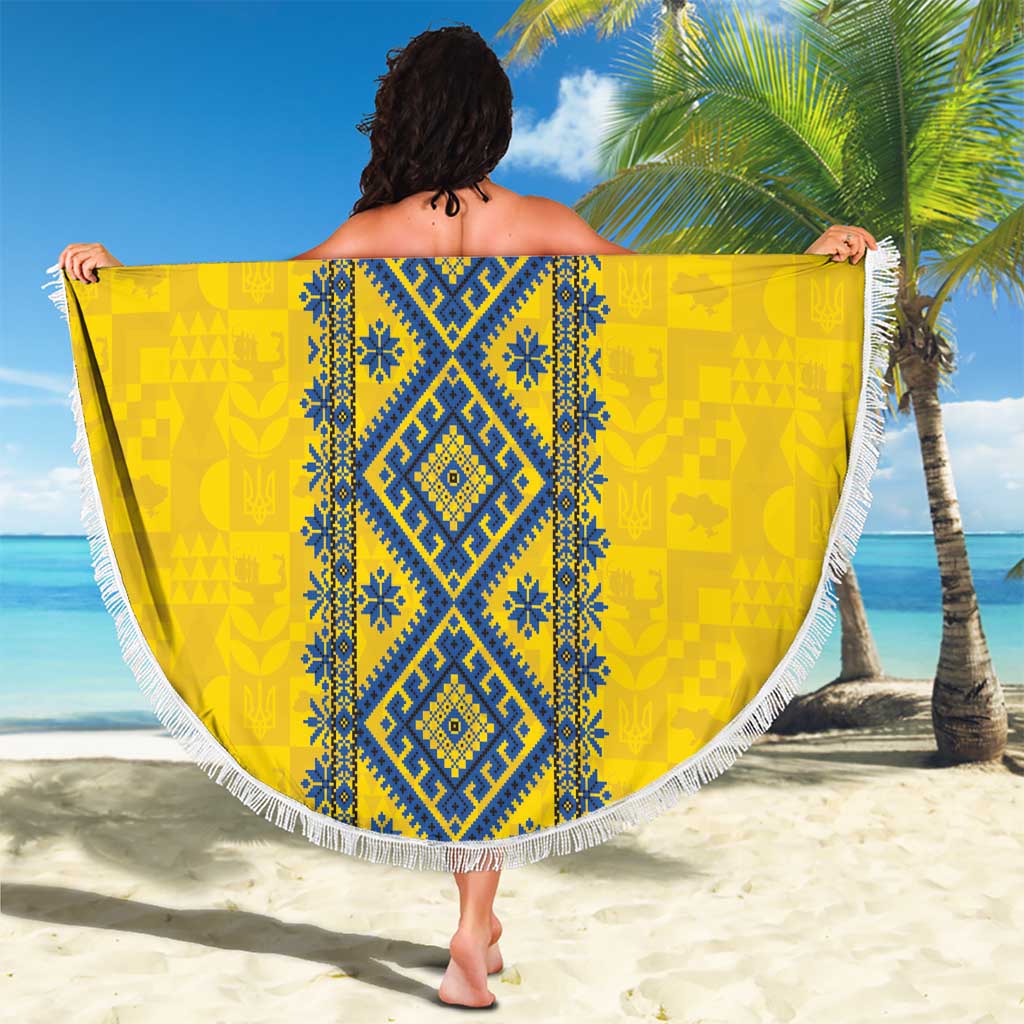 Blue Ukraine Folk Patterns Beach Blanket Simple Style