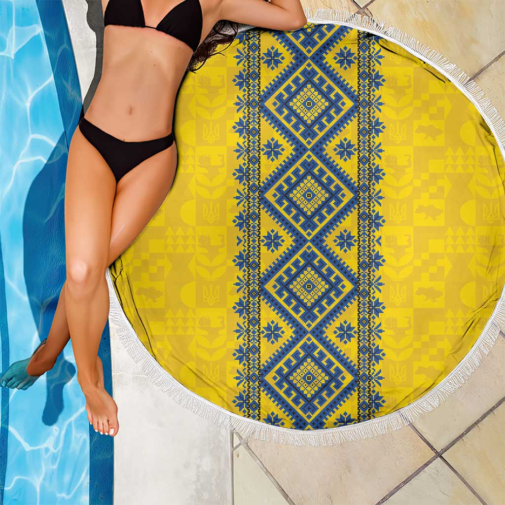 Blue Ukraine Folk Patterns Beach Blanket Simple Style