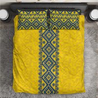Blue Ukraine Folk Patterns Bedding Set Simple Style