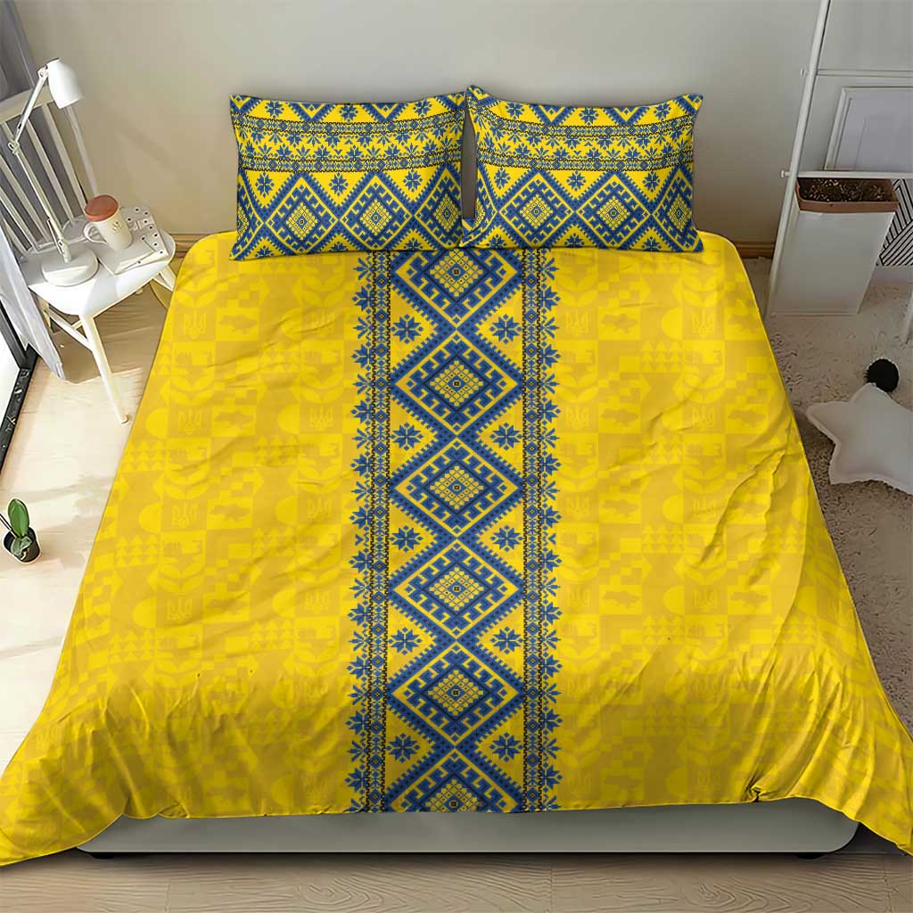 Blue Ukraine Folk Patterns Bedding Set Simple Style