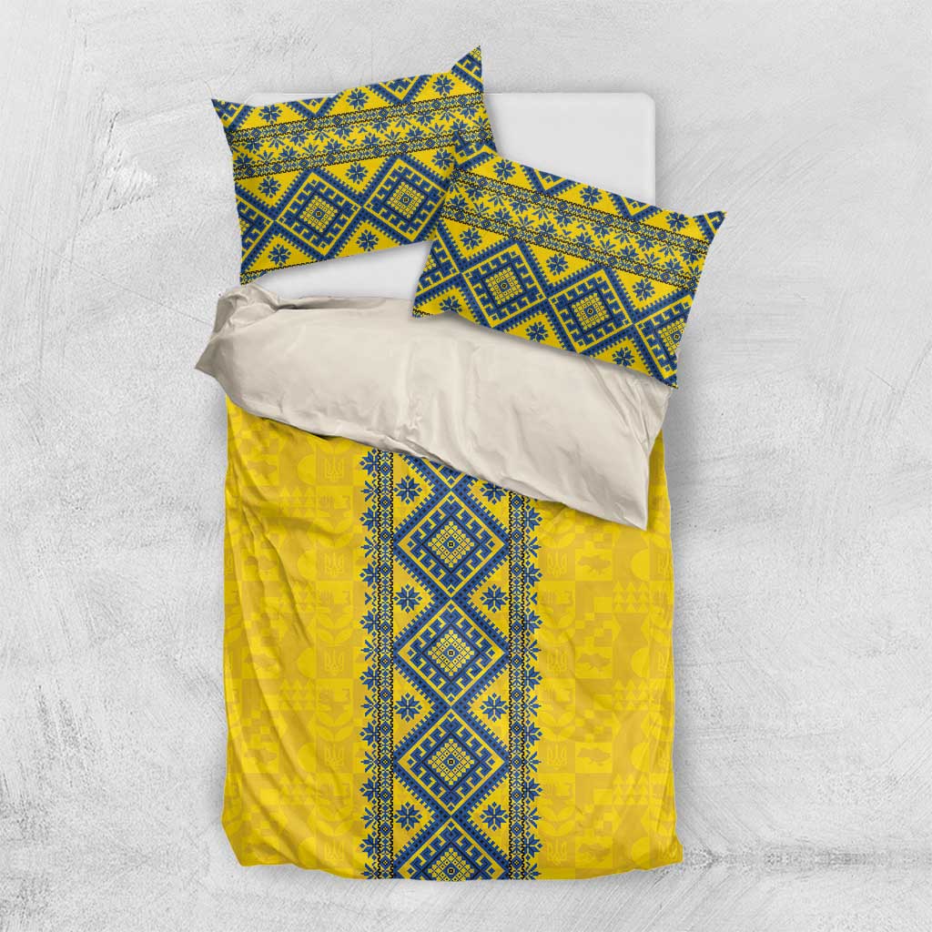 Blue Ukraine Folk Patterns Bedding Set Simple Style