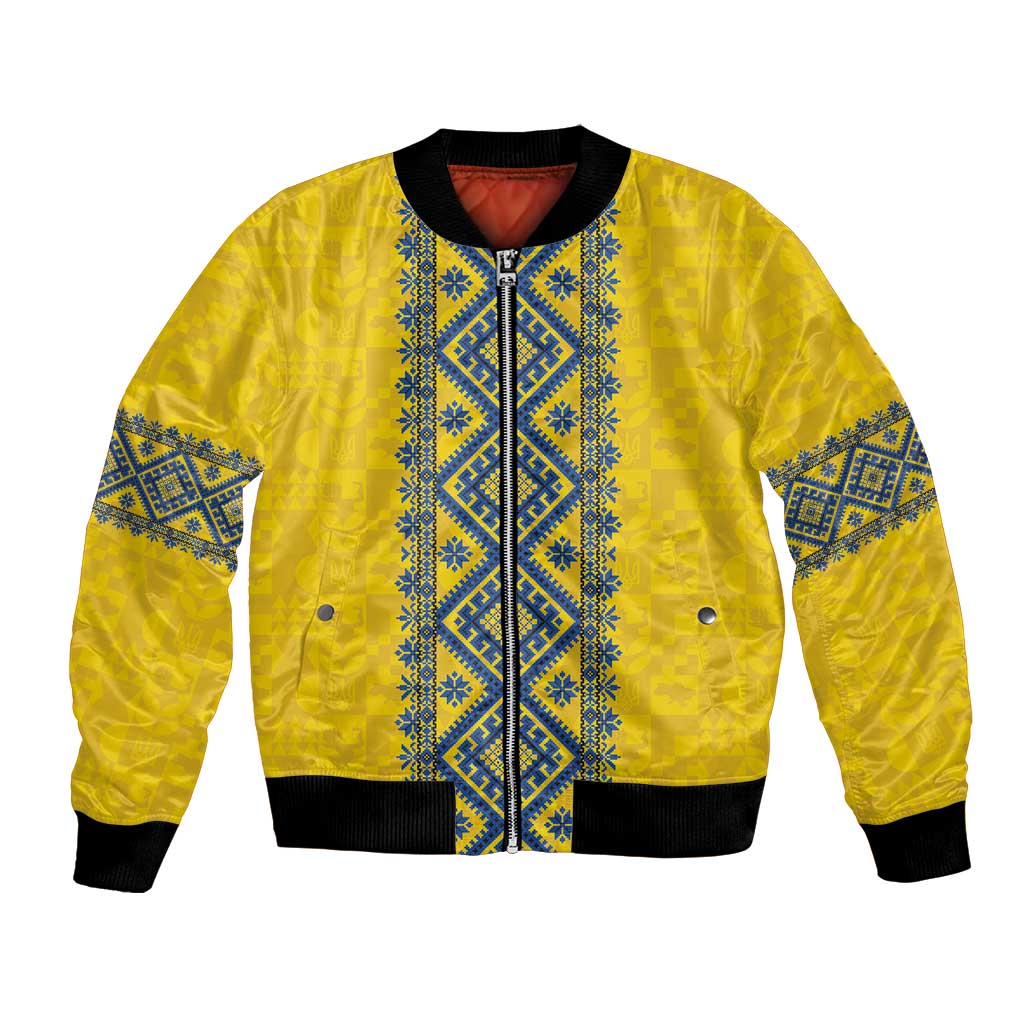 Blue Ukraine Folk Patterns Bomber Jacket Simple Style