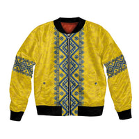 Blue Ukraine Folk Patterns Bomber Jacket Simple Style