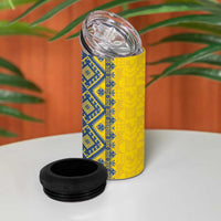 Blue Ukraine Folk Patterns 4 in 1 Can Cooler Tumbler Simple Style