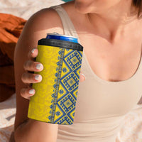 Blue Ukraine Folk Patterns 4 in 1 Can Cooler Tumbler Simple Style
