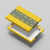 Blue Ukraine Folk Patterns Canvas Wall Art Simple Style