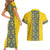 Blue Ukraine Folk Patterns Couples Matching Short Sleeve Bodycon Dress and Hawaiian Shirt Simple Style